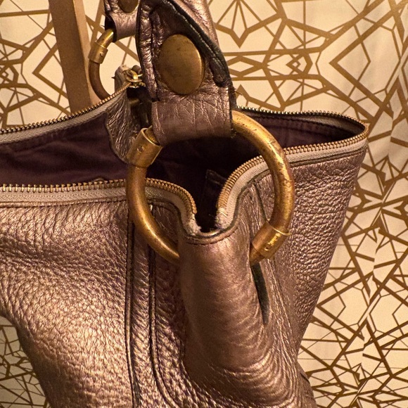 Kenneth Cole Leather Hobo Bag, Pewter